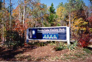 Harris Lake County Park entrance sign